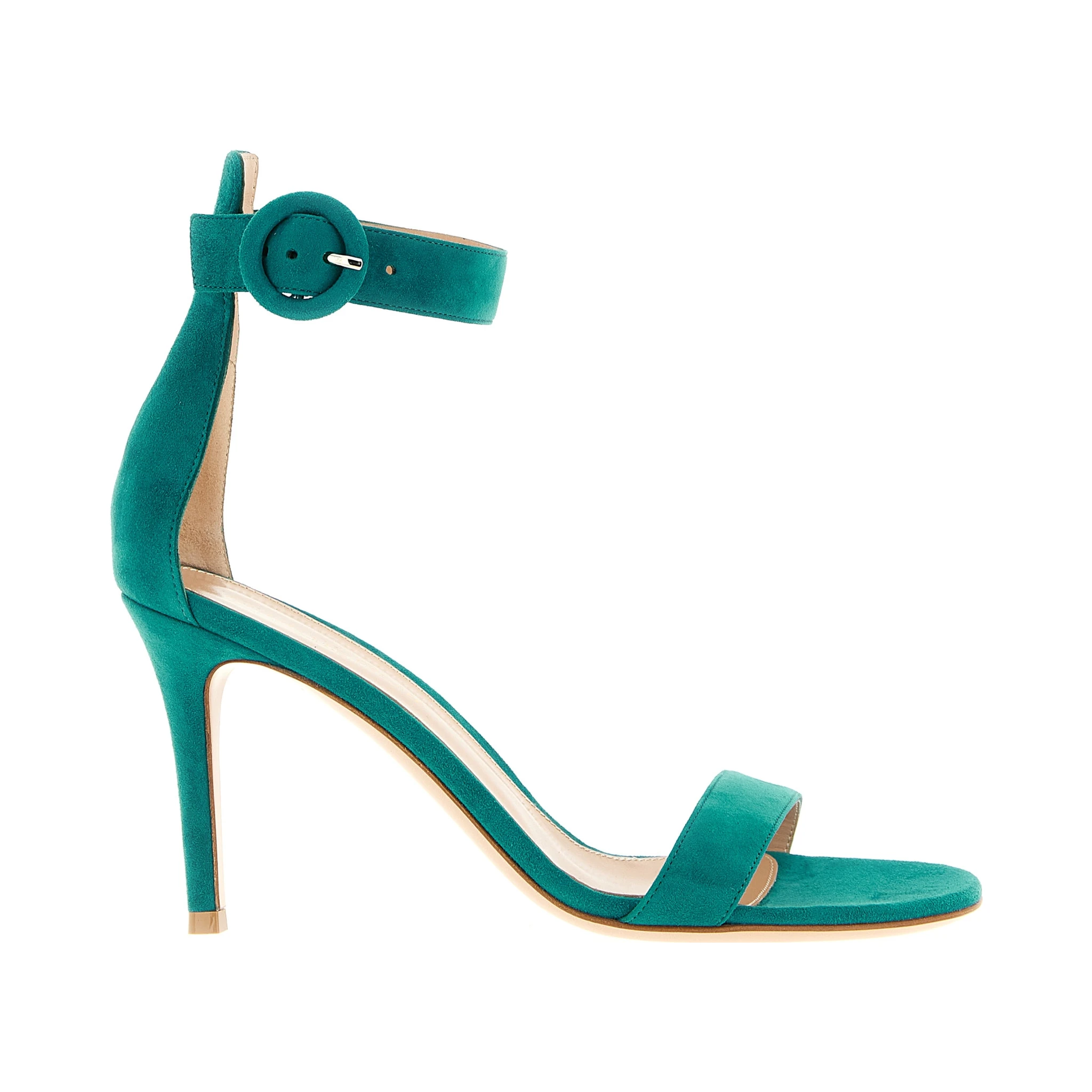 Bicolor Suede Leather Stiletto Heel Sandals