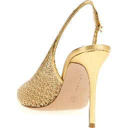 Gold Fabric High Heel Pumps
