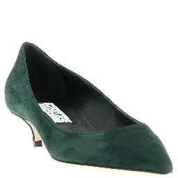 Bicolor Leather Mid Heel Pumps
