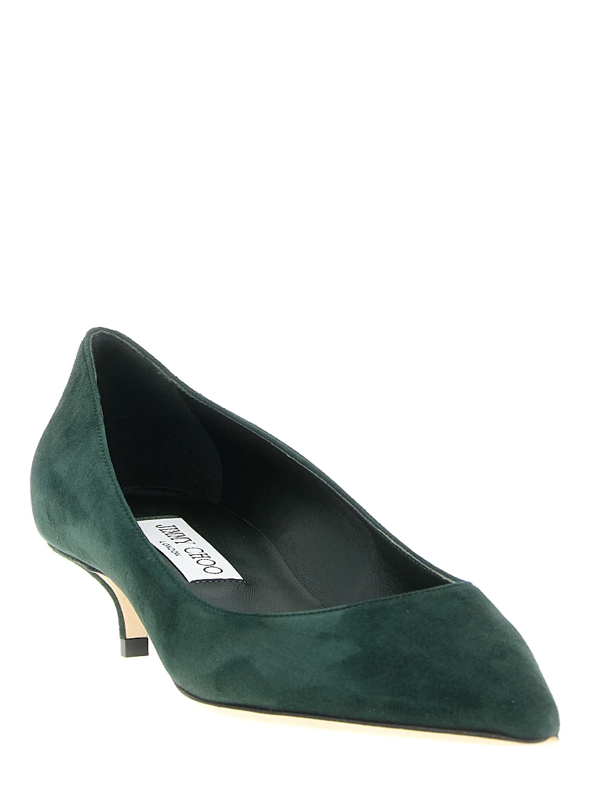 Bicolor Leather Mid Heel Pumps