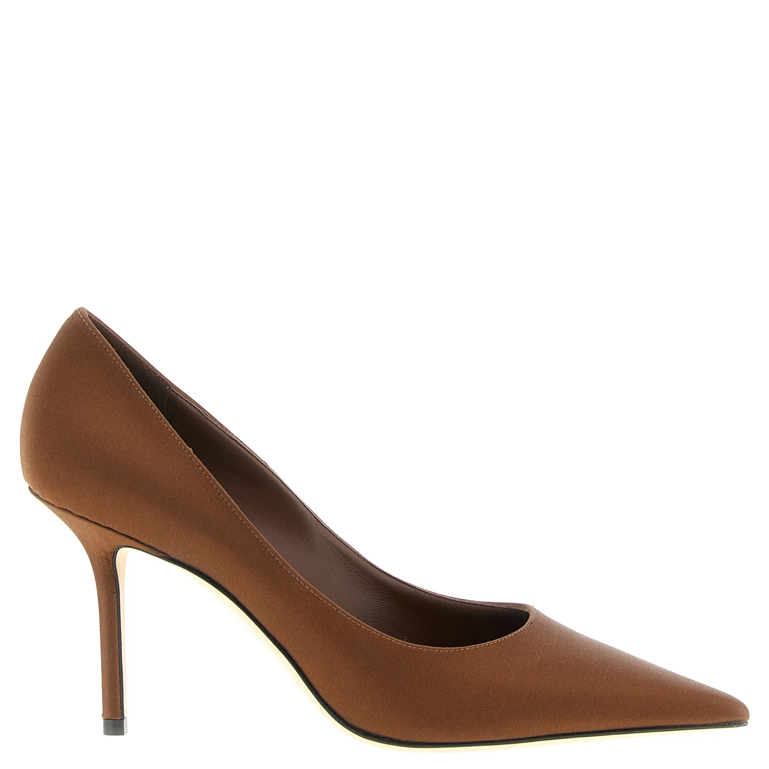 Brown Tencel High Heel Pumps