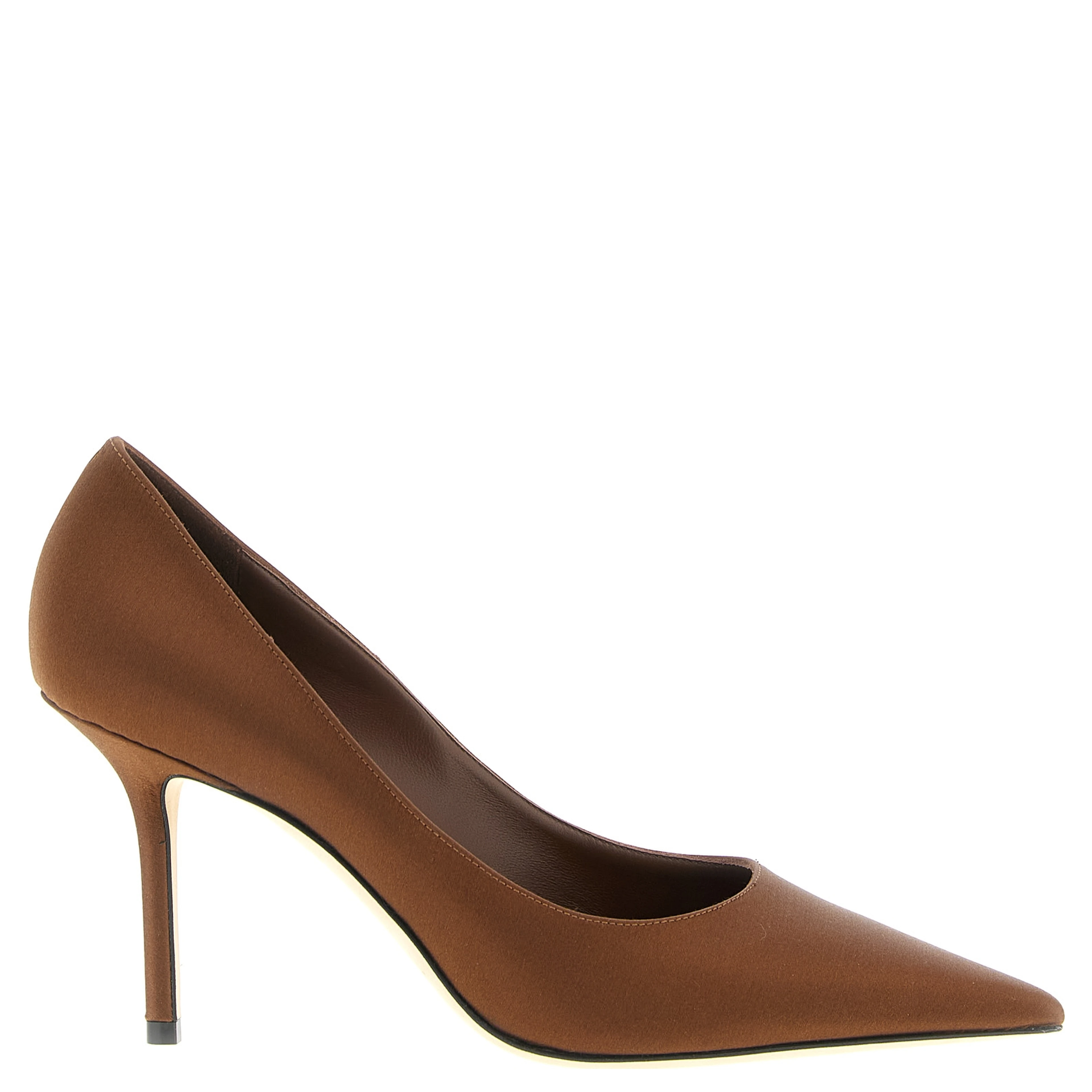 Brown Tencel High Heel Pumps