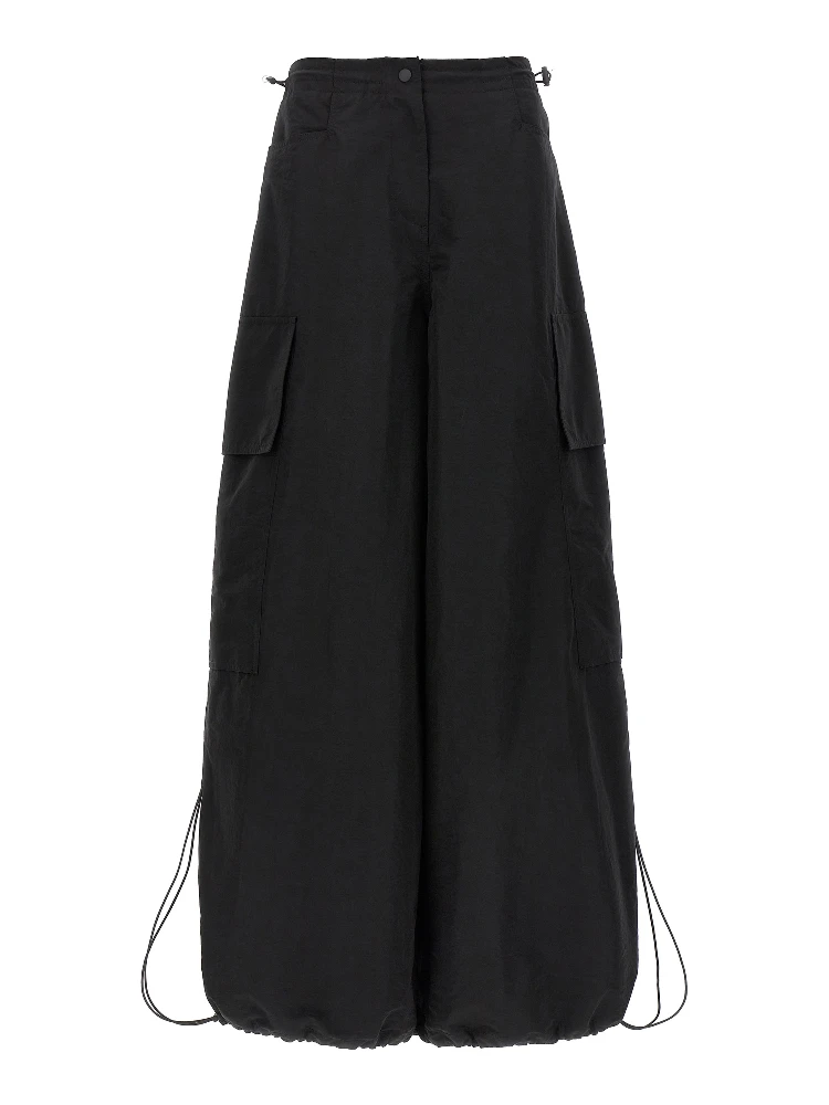 Black Polyamide Casual Pants