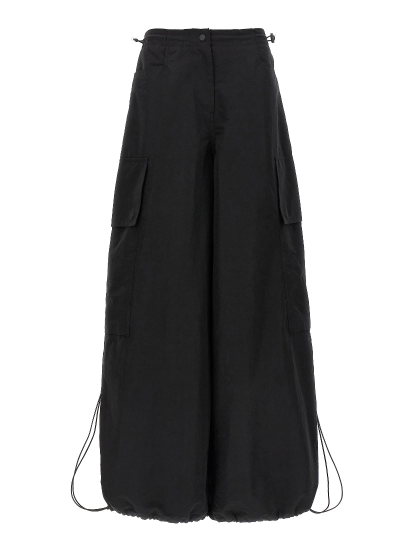 Black Polyamide Casual Pants