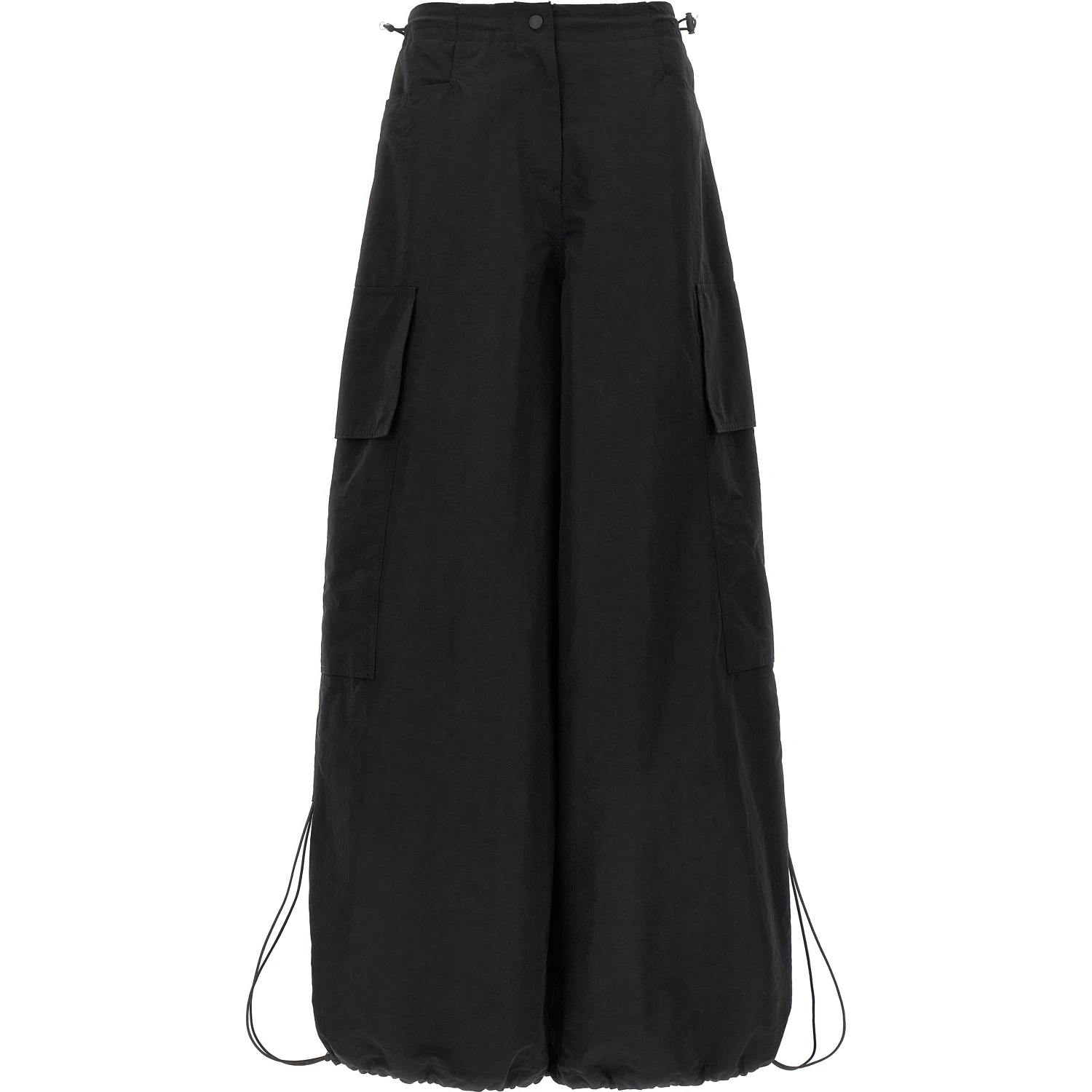 Black Polyamide Casual Pants