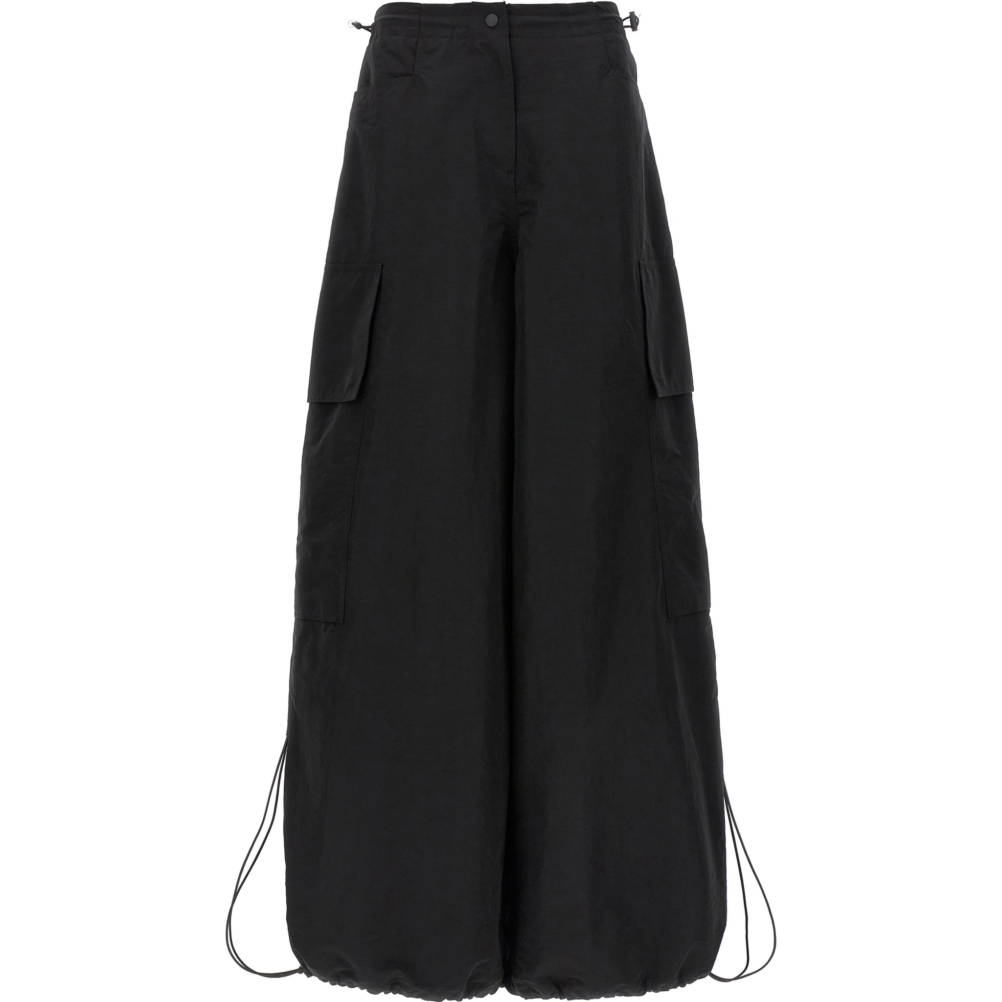 Black Polyamide Casual Pants