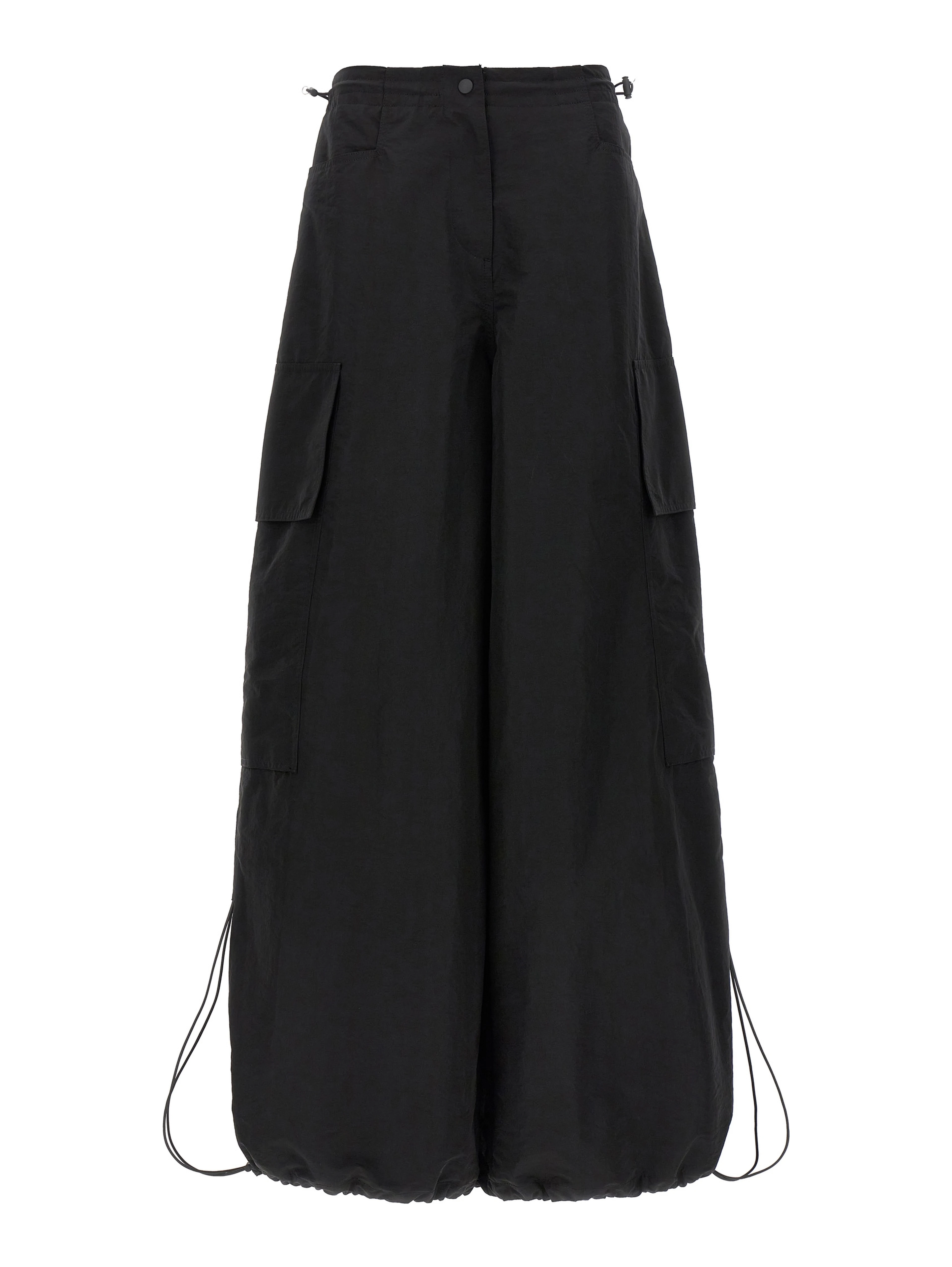 Black Polyamide Casual Pants