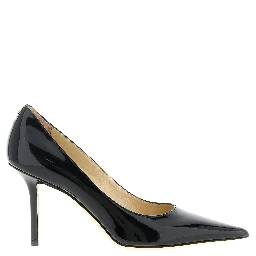 Black Leather High Heel Pumps