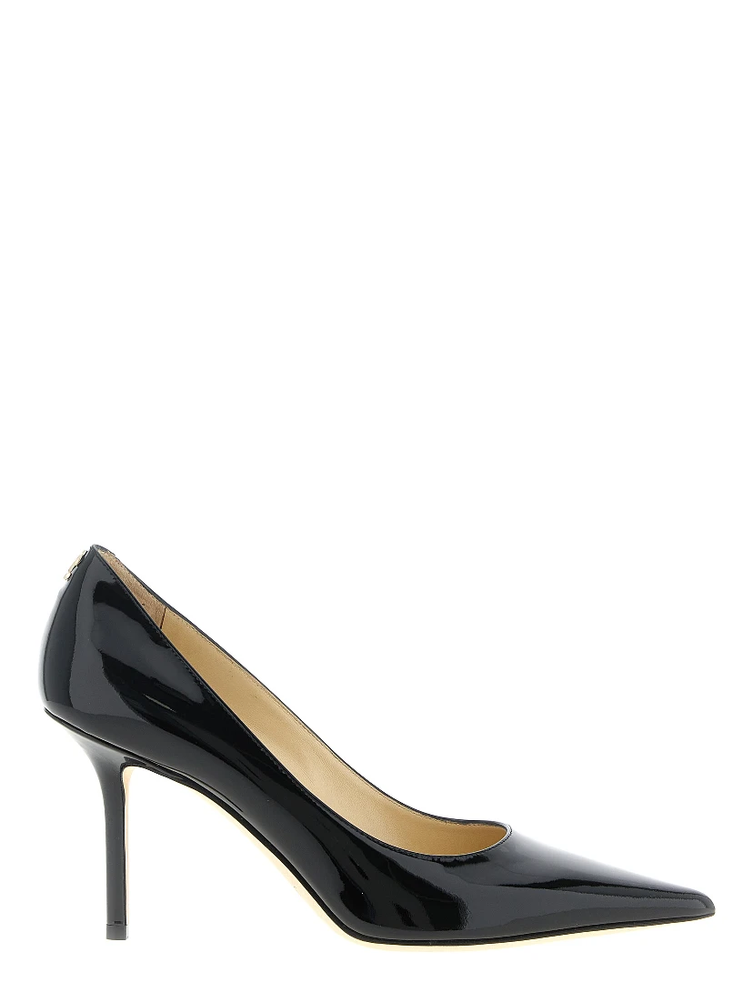 Black Leather High Heel Pumps