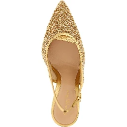 Gold Fabric High Heel Pumps
