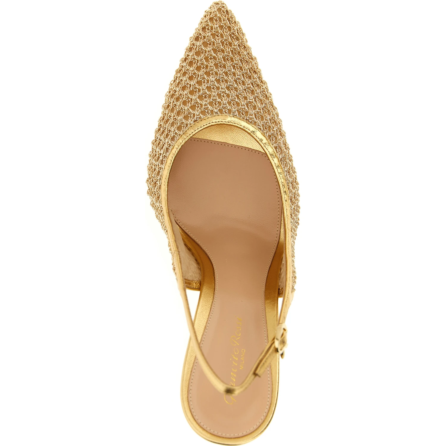 Gold Fabric High Heel Pumps