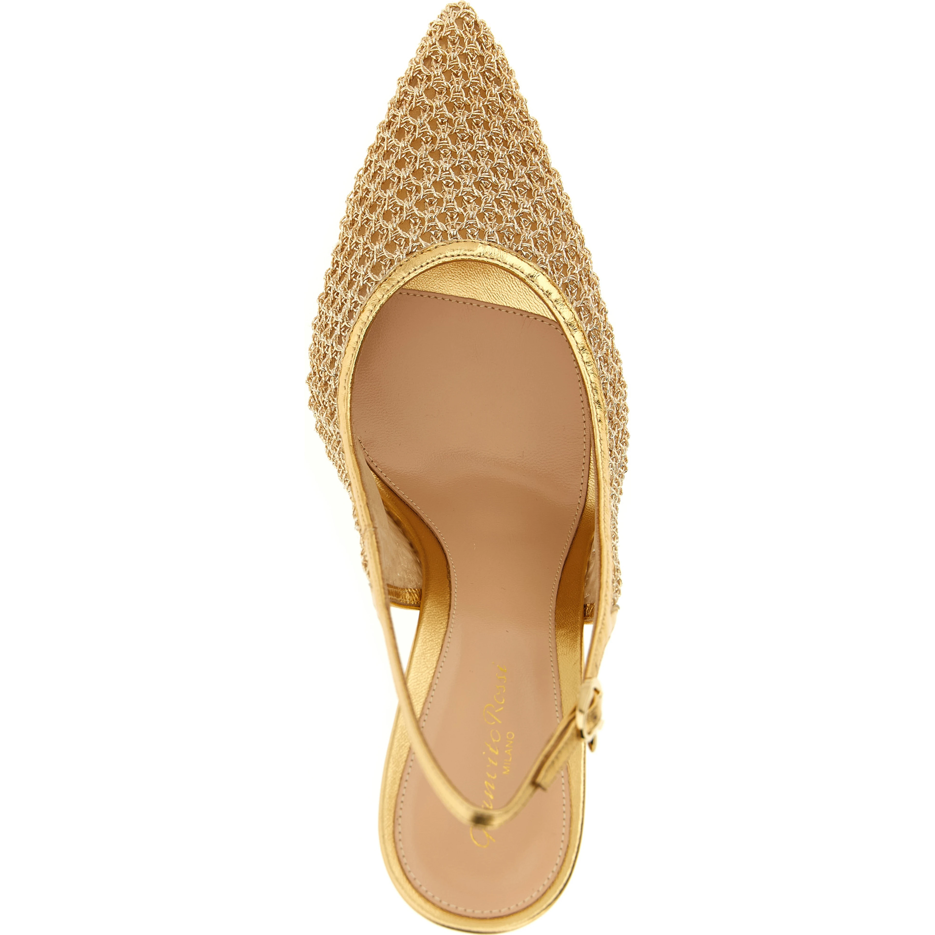 Gold Fabric High Heel Pumps