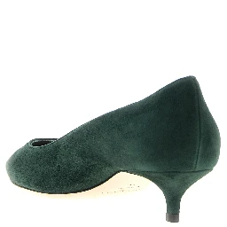 Bicolor Leather Mid Heel Pumps