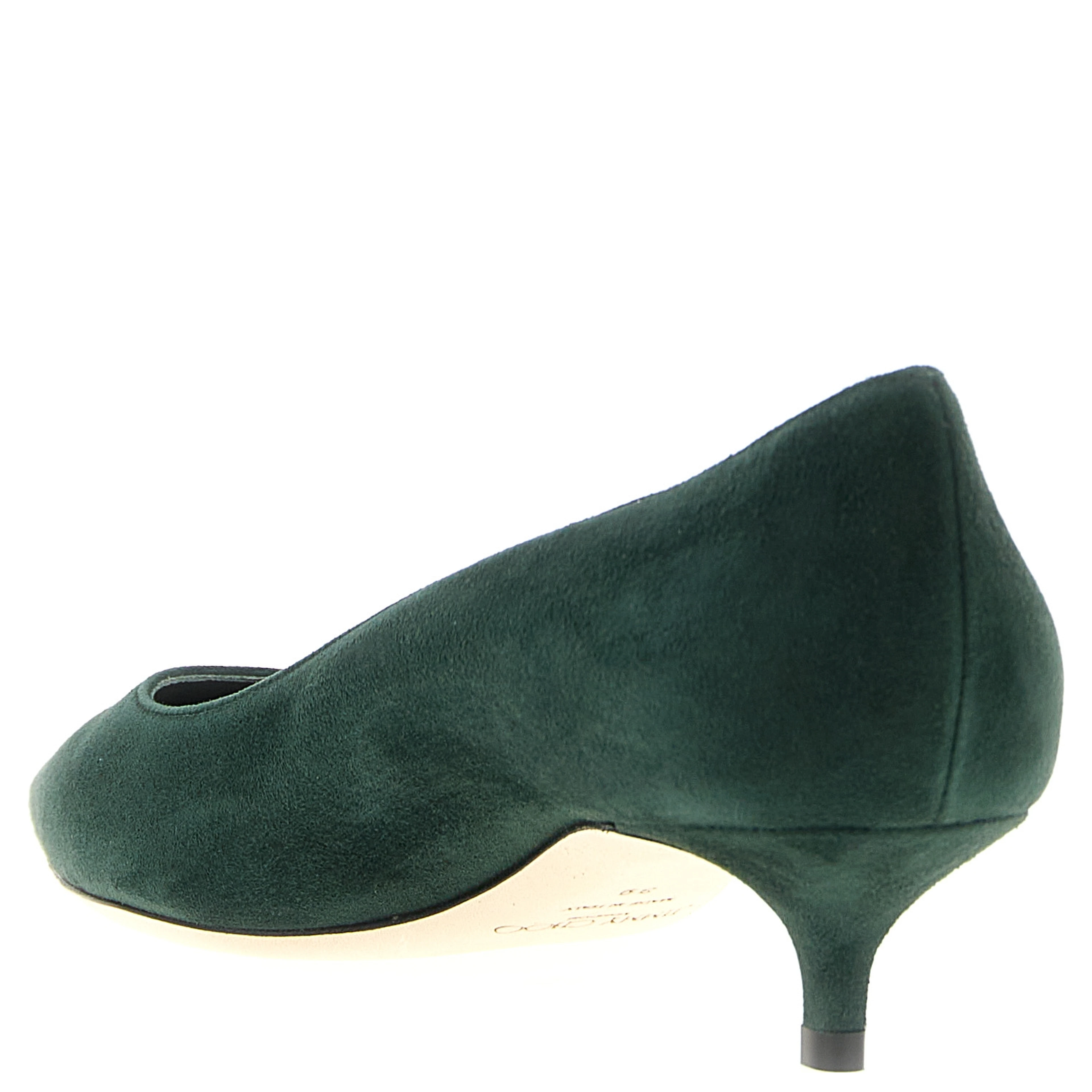 Bicolor Leather Mid Heel Pumps