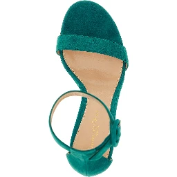 Bicolor Suede Leather Stiletto Heel Sandals