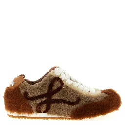 Brown Lamb Leather Low Top Sneakers