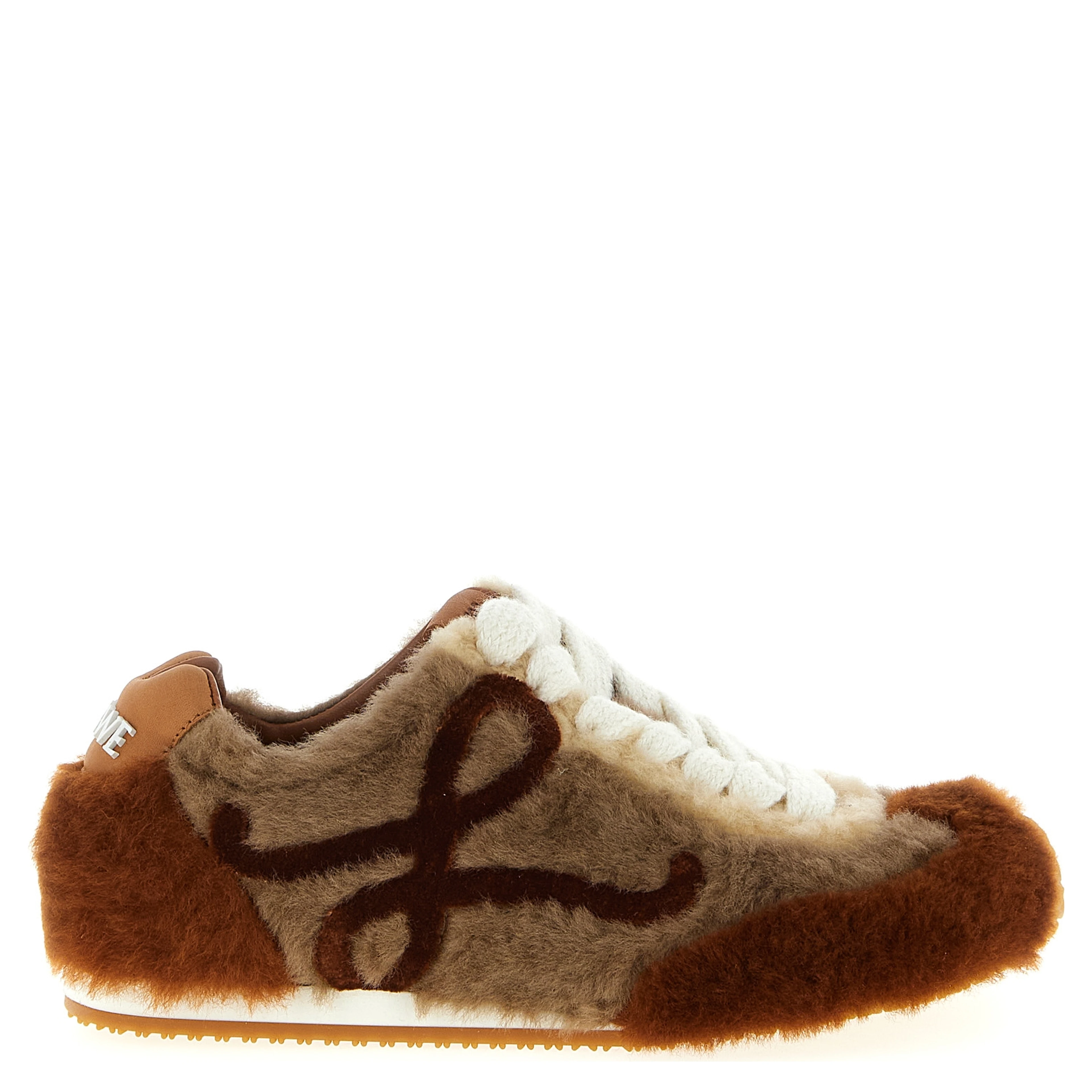 Brown Lamb Leather Low Top Sneakers