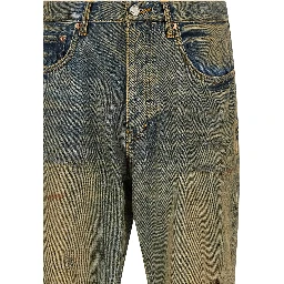 Bicolor Cotton Straight-Leg Jeans