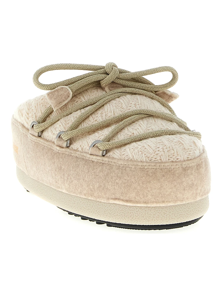 Beige Polyester Flat Boots alternative
