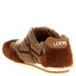 Brown Lamb Leather Low Top Sneakers