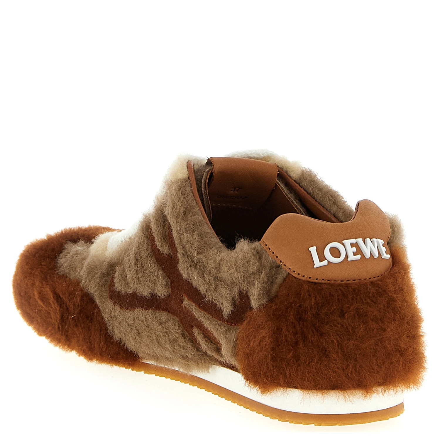 Brown Lamb Leather Low Top Sneakers