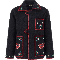 Blue Wool Full-Length Jacket