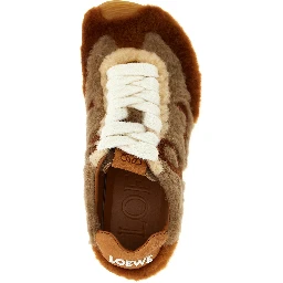 Brown Lamb Leather Low Top Sneakers