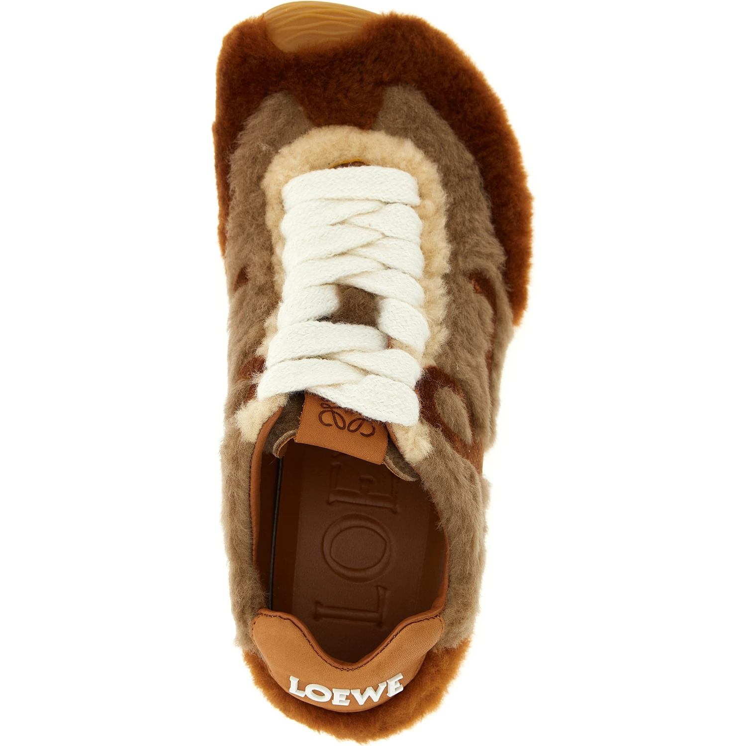 Brown Lamb Leather Low Top Sneakers