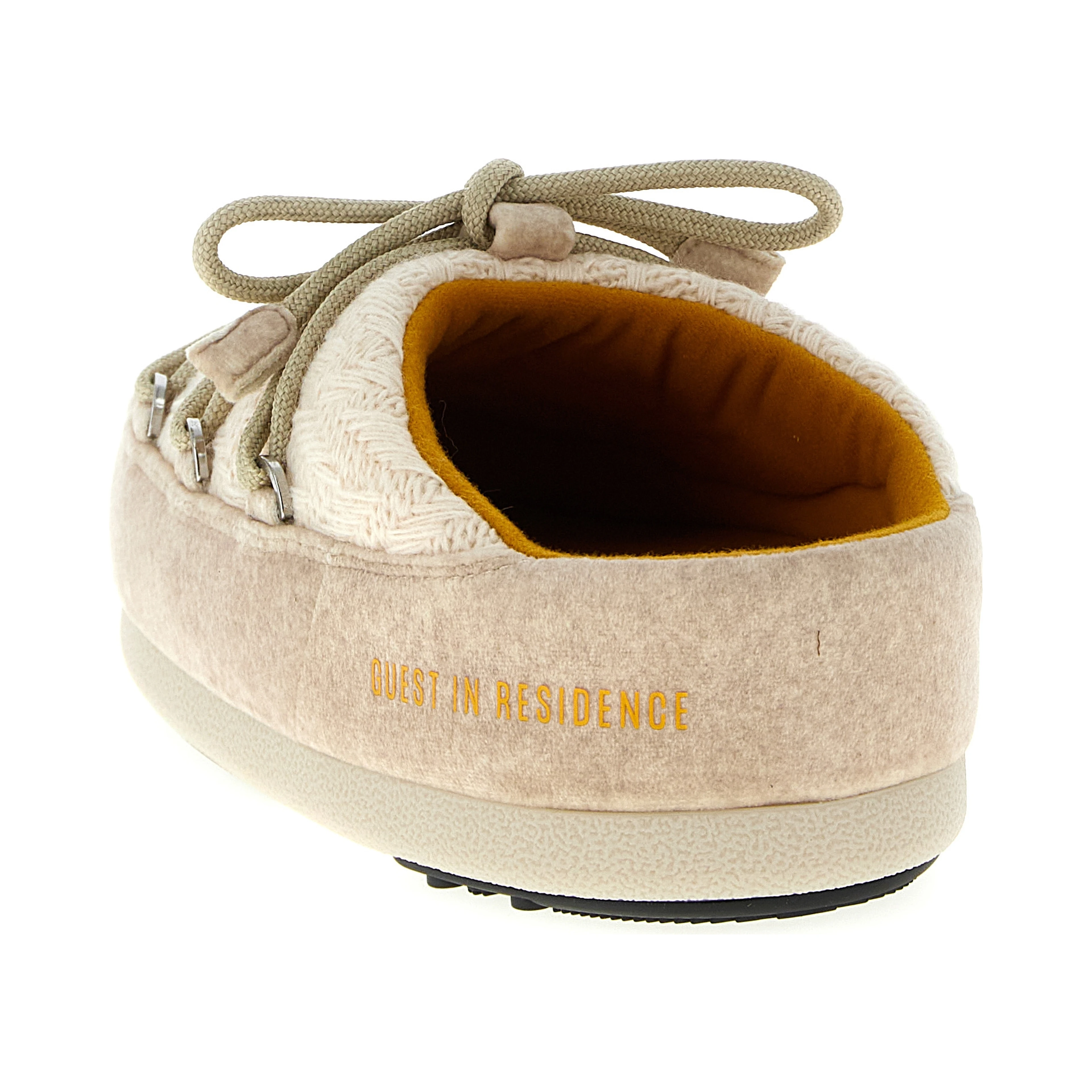 Beige Polyester Flat Boots