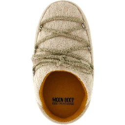 Beige Polyester Flat Boots