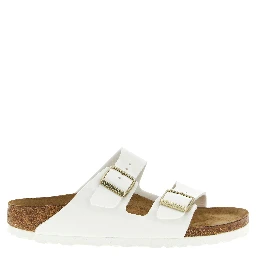 White Artificial Leather Slides
