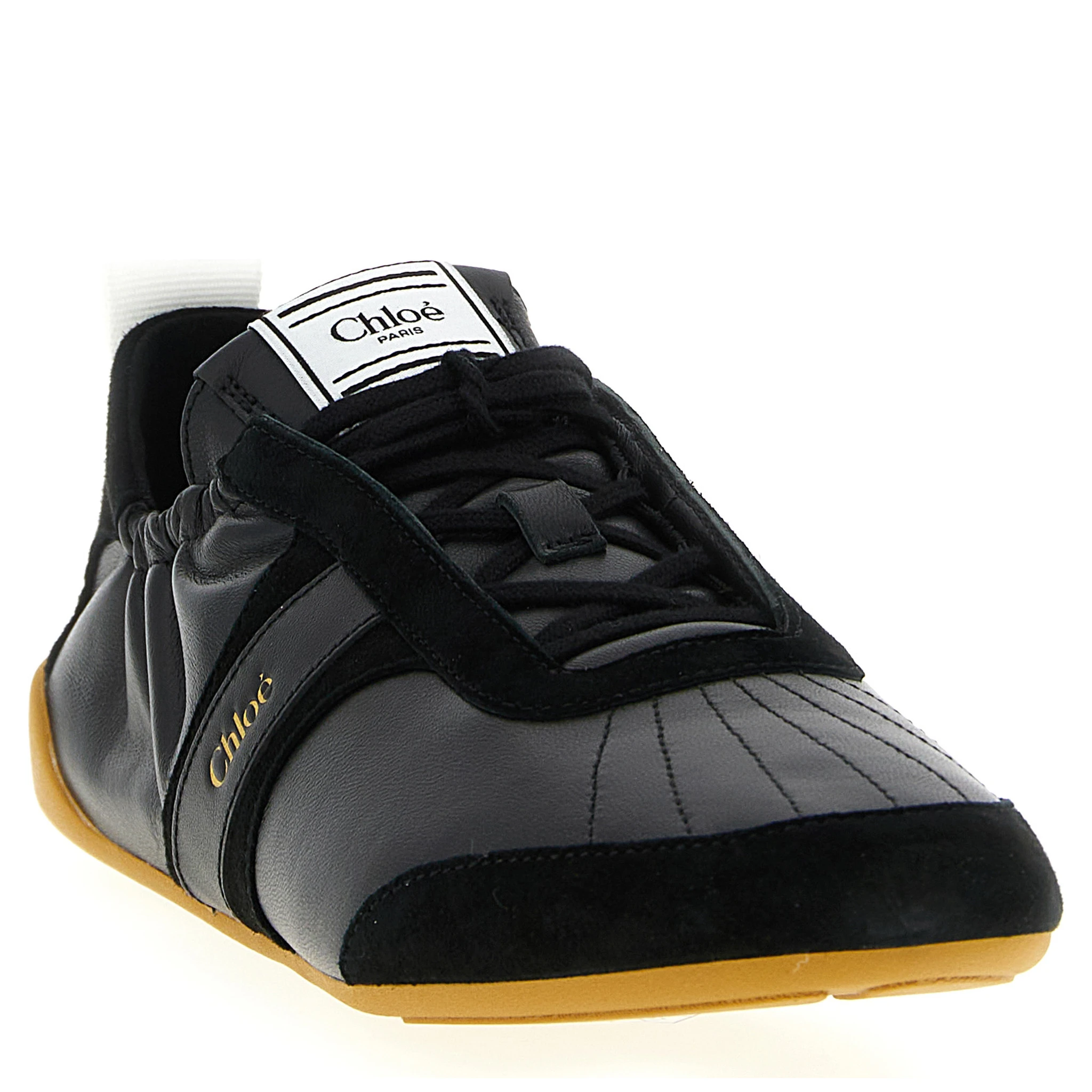 Black Polyester Athletic Sneakers