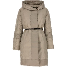 Beige Polyamide Full-Length Jacket