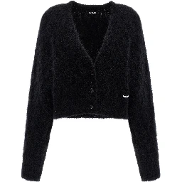 Black Alpaca Leather Cardigan