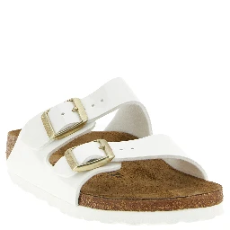 White Artificial Leather Slides
