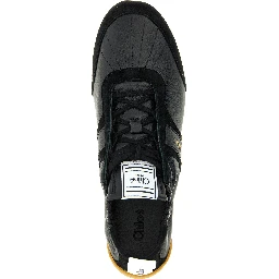 Black Polyester Athletic Sneakers