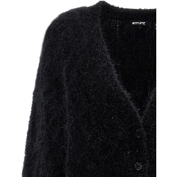 Black Alpaca Leather Cardigan