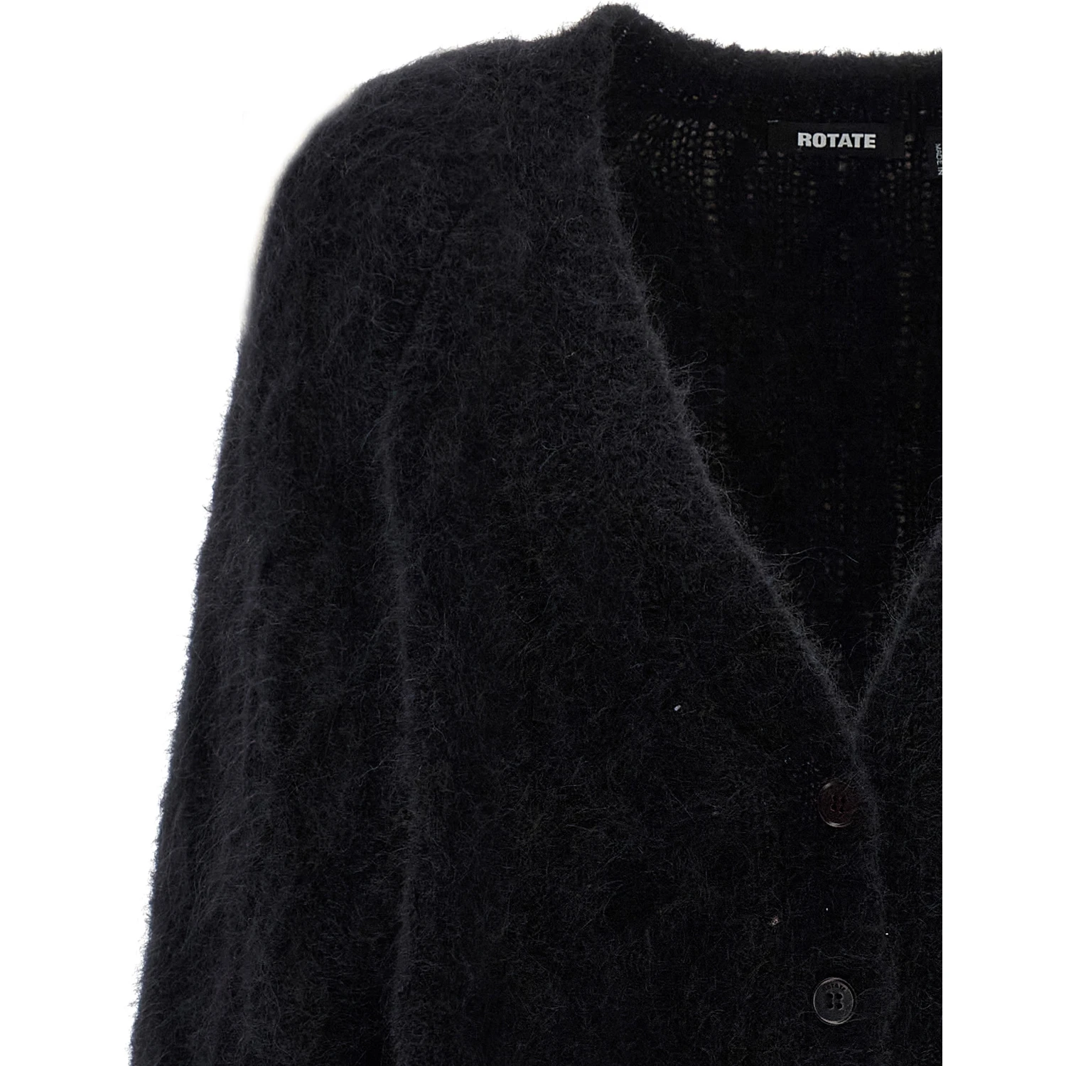 Black Alpaca Leather Cardigan