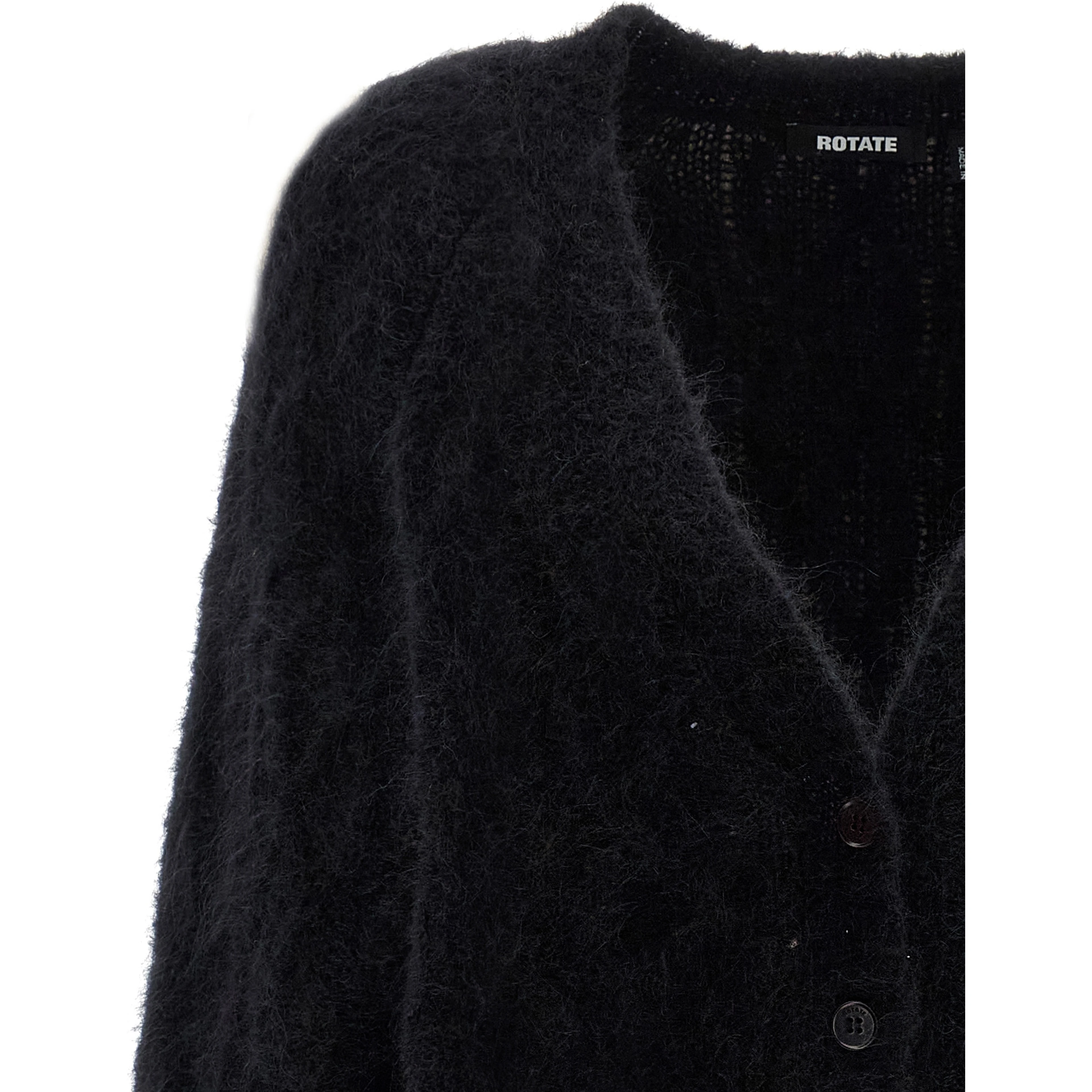 Black Alpaca Leather Cardigan