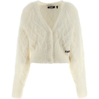 White Alpaca Leather Cardigan