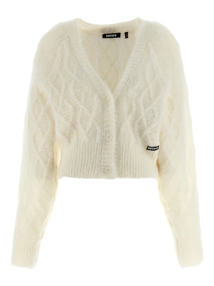 White Alpaca Leather Cardigan