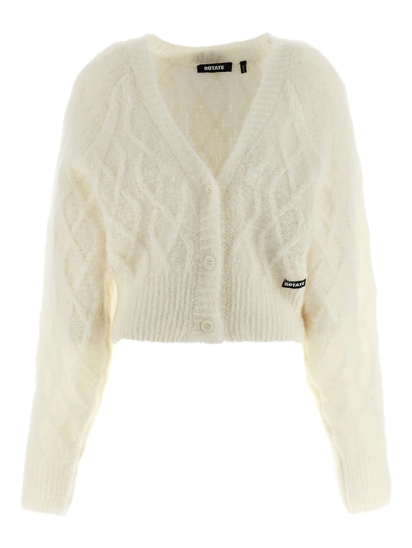 White Alpaca Leather Cardigan