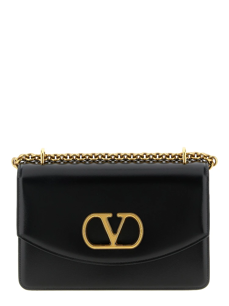 Black Calfskin Shoulder Bag