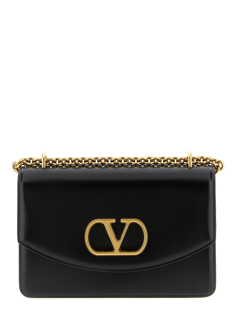 Black Calfskin Shoulder Bag
