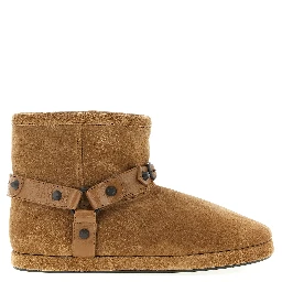 Beige Calfskin Ankle Boots