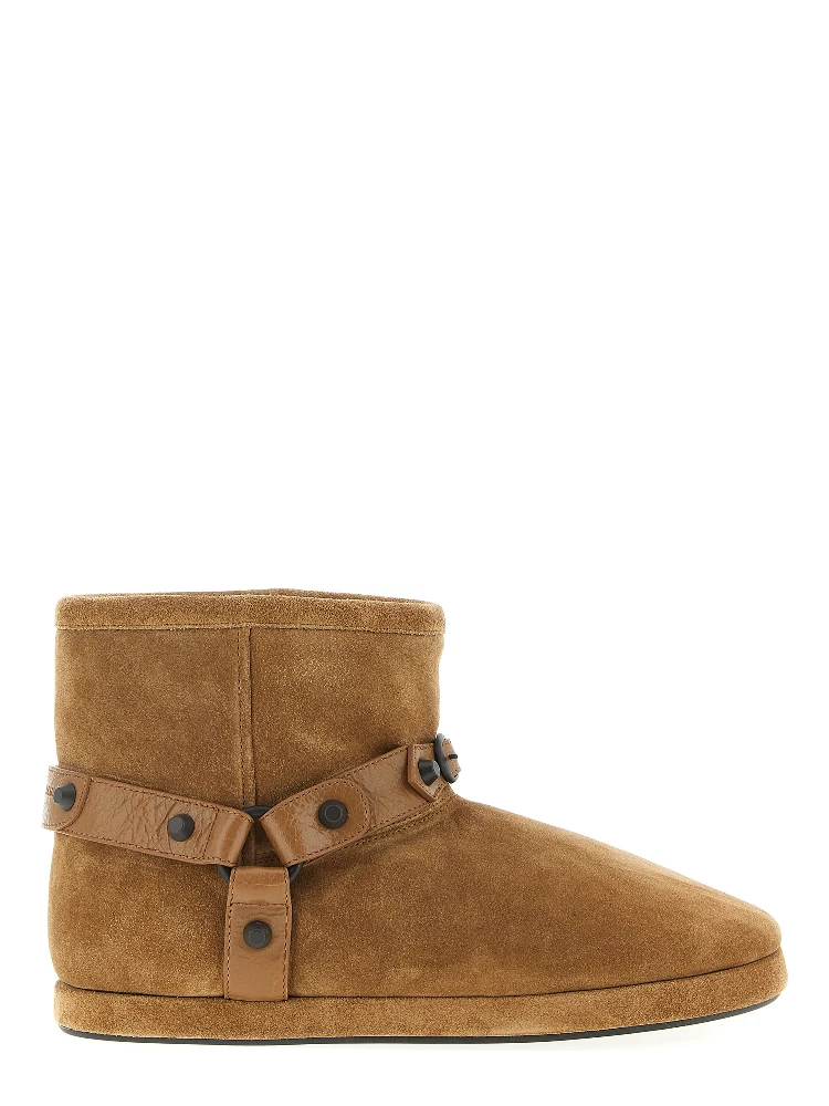 Beige Calfskin Ankle Boots