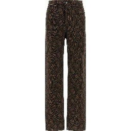 Brown Cotton Straight-Leg Jeans