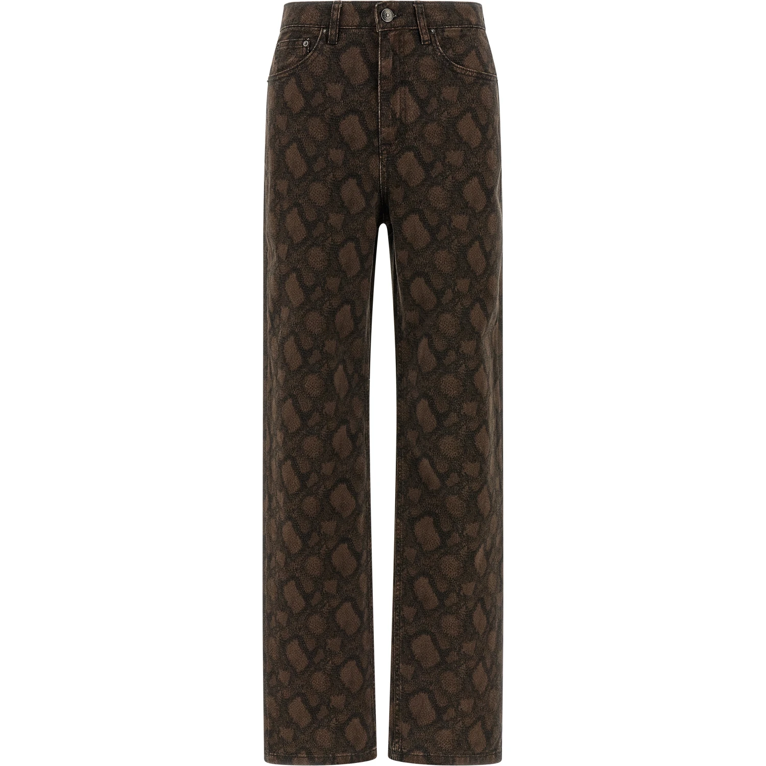 Brown Cotton Straight-Leg Jeans