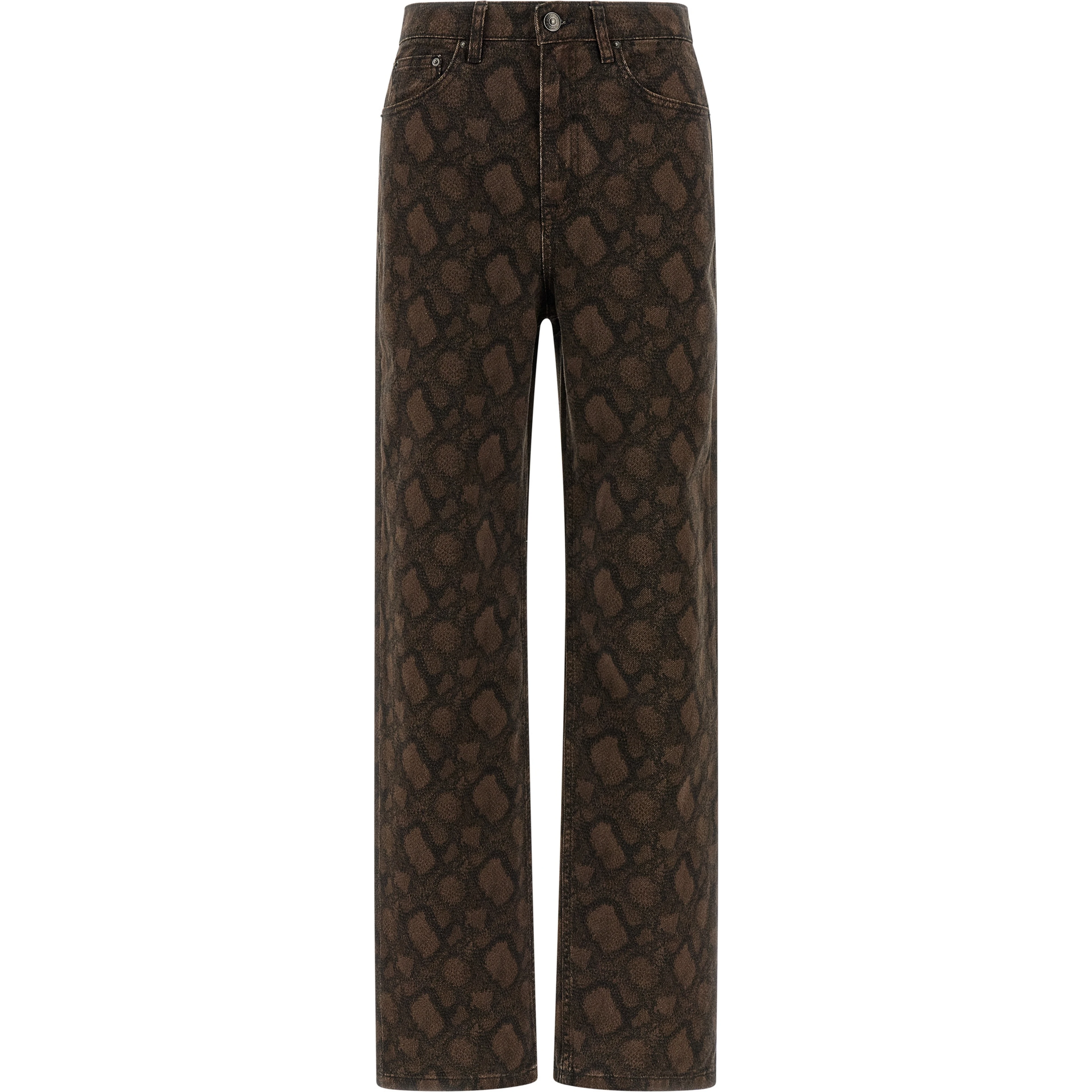 Brown Cotton Straight-Leg Jeans