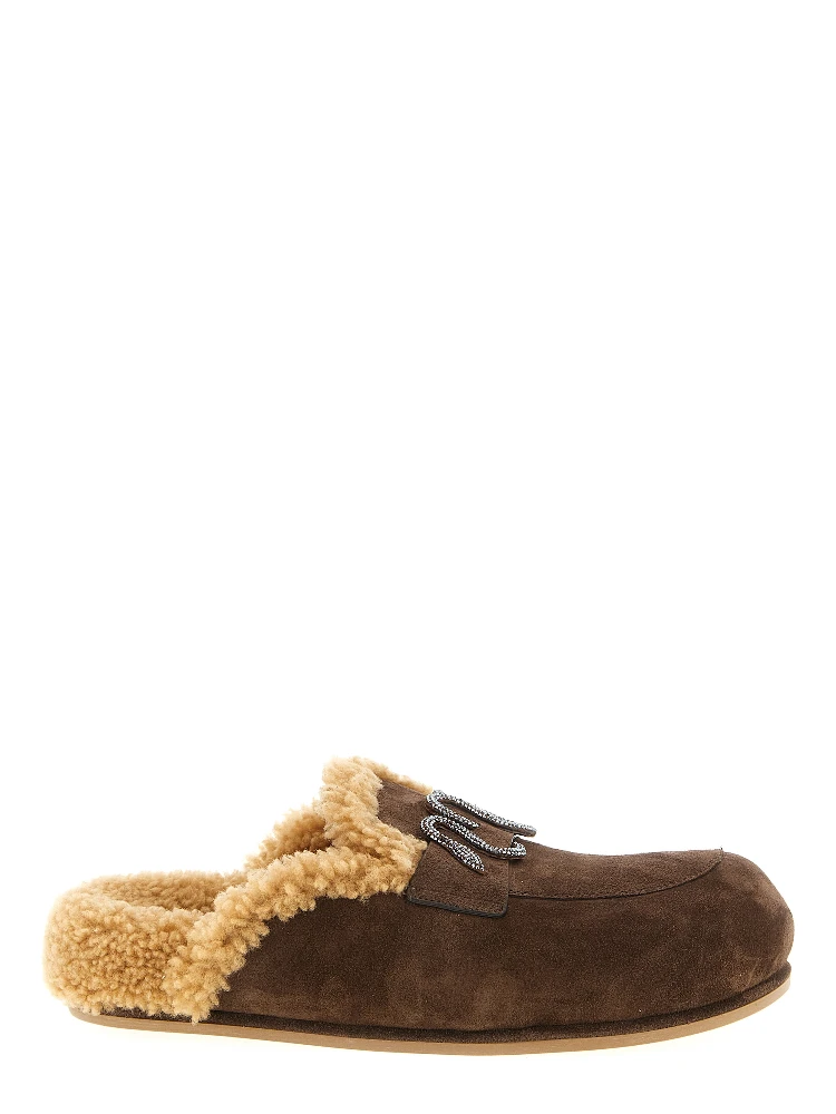 Brown Calfskin Slides
